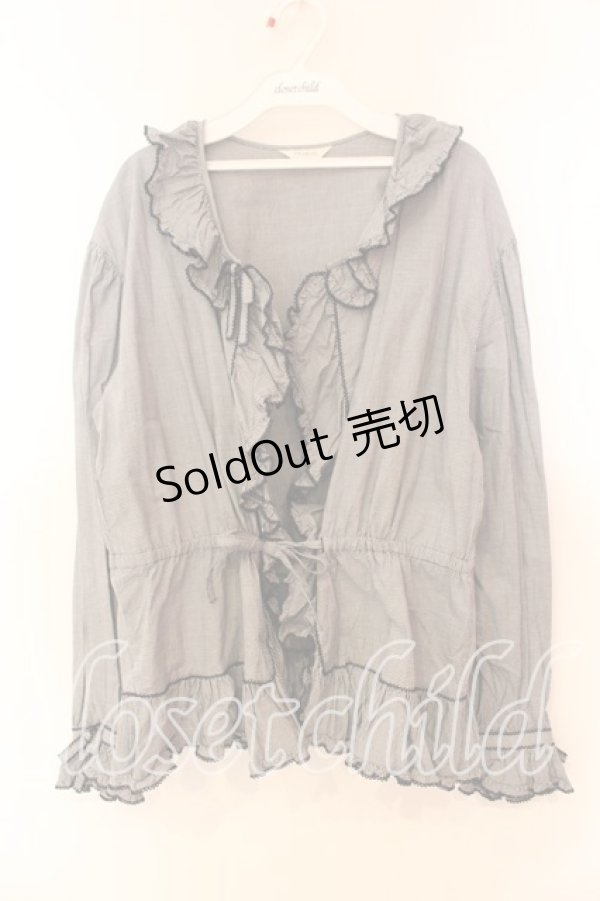 画像1: pa.se.ri. / ギンガムフリルカーディガン  ネイビー O-25-12-17-018-LO-BL-IG-OS (1)