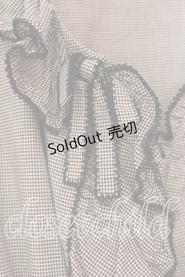 画像2: pa.se.ri. / ギンガムフリルカーディガン  ネイビー O-25-12-17-018-LO-BL-IG-OS (2)