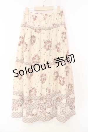 画像: KETTY / フラワーリースプリントスカート  アイボリー×アカ O-25-12-17-019-EL-SK-IG-OS