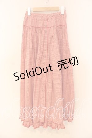 画像: WONDERFUL WORLD / ギンガムチェック裾フリルスカート  アカ O-25-12-17-024-LO-SK-IG-OS