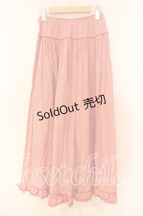 画像4: WONDERFUL WORLD / ギンガムチェック裾フリルスカート  アカ O-25-12-17-024-LO-SK-IG-OS (4)