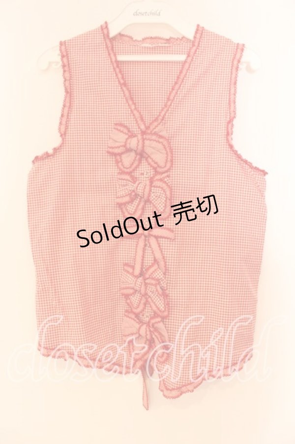 画像1: WONDERFUL WORLD / ギンガムチェックベスト  アカ O-25-12-17-025-LO-TO-IG-OS (1)