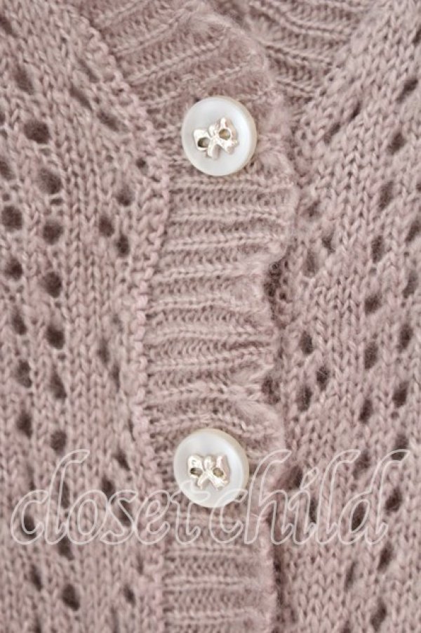 画像2: axes femme / 透かし編みモヘアニットカーディガン  ピンク O-25-12-18-033-AX-TO-IG-OS (2)