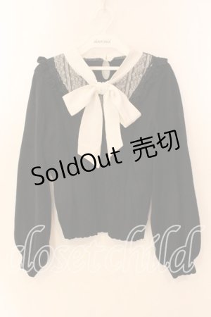 画像: axes femme / ボウタイブロッキング風ニット  クロ×シロ O-25-12-18-038-AX-TO-IG-OS