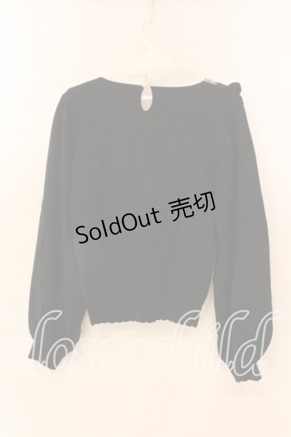 画像2: axes femme / ボウタイブロッキング風ニット  クロ×シロ O-25-12-18-038-AX-TO-IG-OS (2)