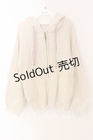 画像: axes femme / ケーブルニットパーカー  アイボリー O-25-12-18-040-AX-TO-IG-OS