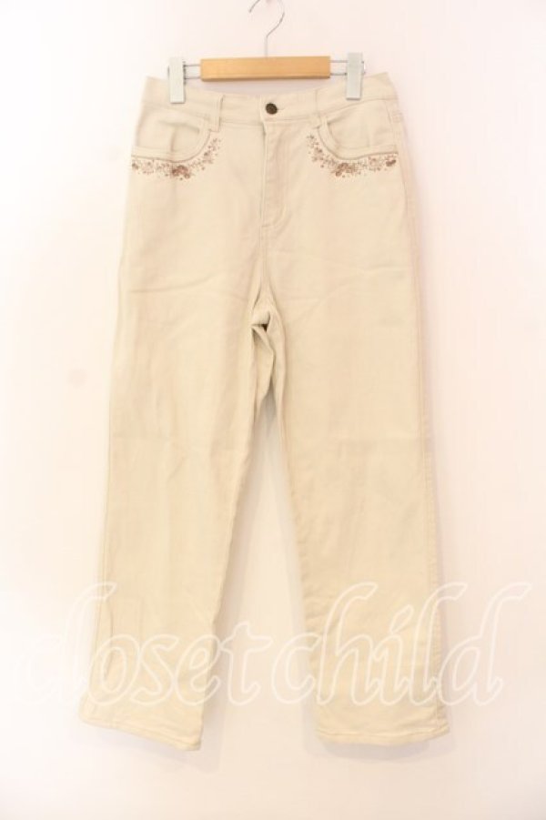 画像1: axes femme / マリンｘバラ刺繍デニムパンツ Ｍ アイボリー O-25-12-18-044-AX-PA-IG-OS (1)