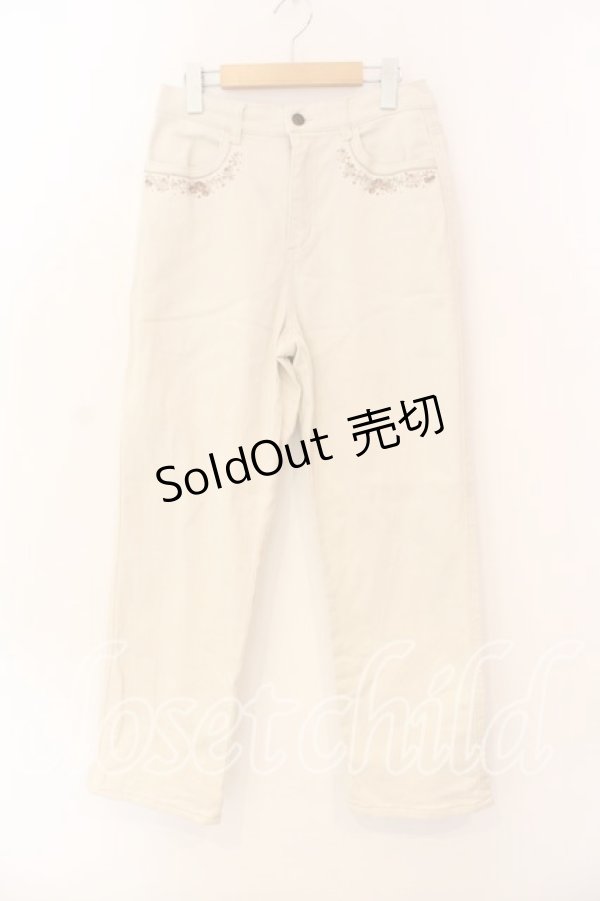 画像1: axes femme / マリンｘバラ刺繍デニムパンツ Ｍ アイボリー O-25-12-18-044-AX-PA-IG-ZT503 (1)