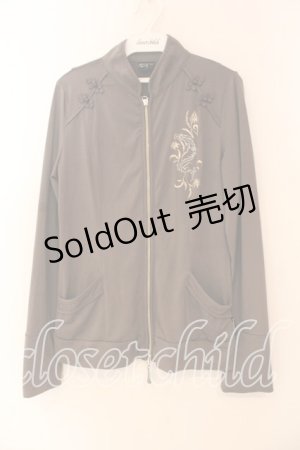 画像: dragonia / チャイナジップカットソー  チャコール O-25-12-18-048-0-TO-IG-OS