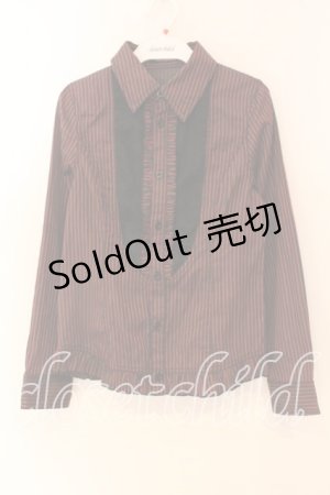 画像: ALGONQUINS / ストライプフリルブラウス  レッド×ブラック O-25-12-18-051-AL-BL-IG-OS