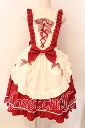 画像: BABY,THE STARS SHINE BRIGHT / ショコラストライプジャンパースカート  アカ×オフシロ O-25-12-18-005-BA-OP-IG-OS