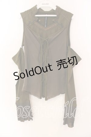 画像: Ozz Croce / セパレートスリーブレースアップカットソー  カーキグリーン O-25-12-18-052-OO-TO-IG-OS