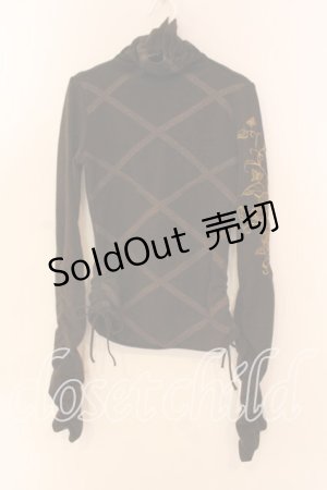 画像: Ozz On / レース格子ギャザーニット  ブラウン O-25-12-18-053-OO-TO-IG-OS