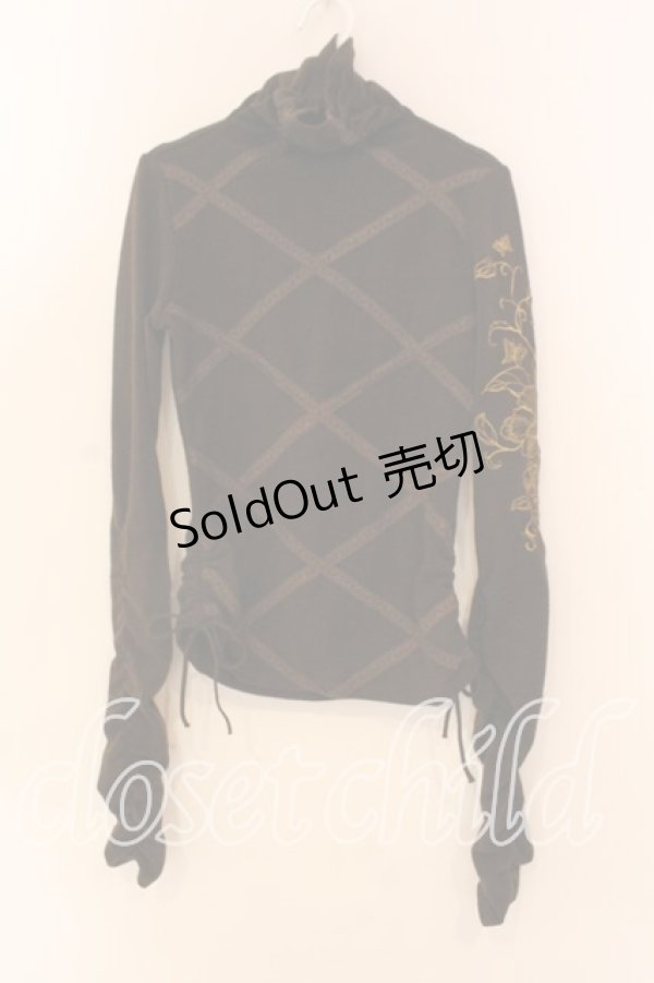 画像1: Ozz On / レース格子ギャザーニット  ブラウン O-25-12-18-053-OO-TO-IG-OS (1)