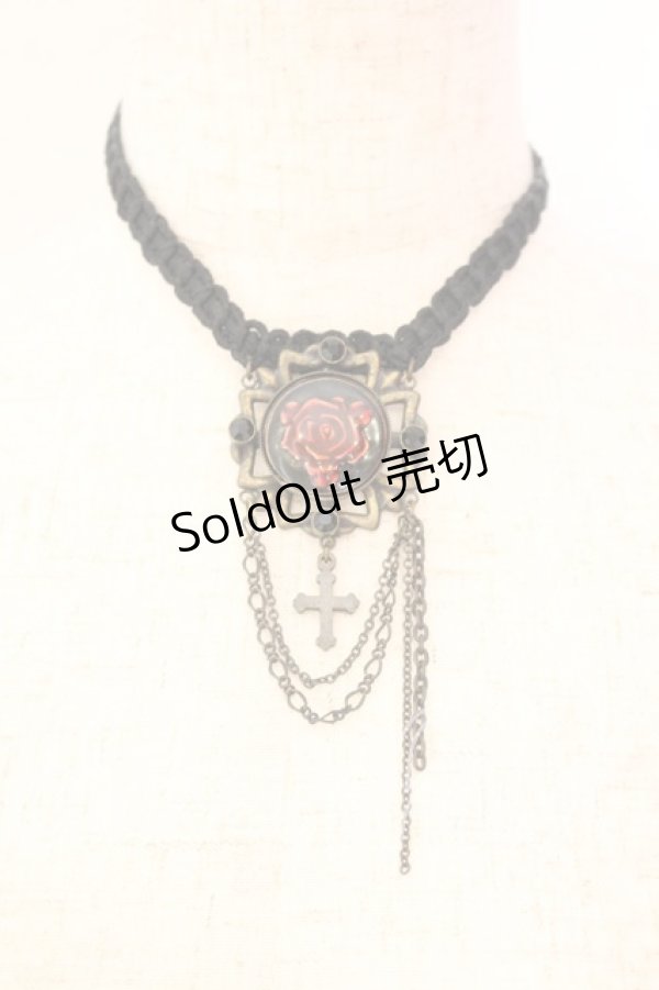 画像1: Ozz Croce / ローズチェーンチョーカー  ブラック×アンティーク×レッド O-25-12-18-060-OO-AC-IG-OS (1)