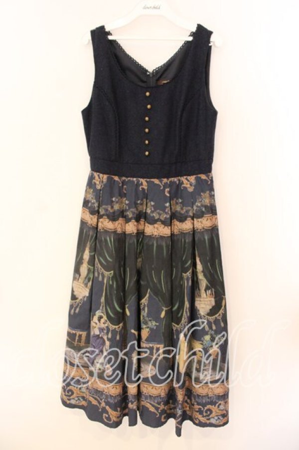 画像1: axes femme NOSTALGIE / 絵画柄ジャンドレ  ネイビー O-25-12-18-067-AX-OP-IG-OS (1)