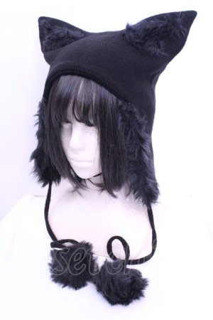 画像: HELL CAT PUNKS / 猫耳ビーニーキャップ  ブラック O-25-12-18-1040-PU-AC-IG-OS
