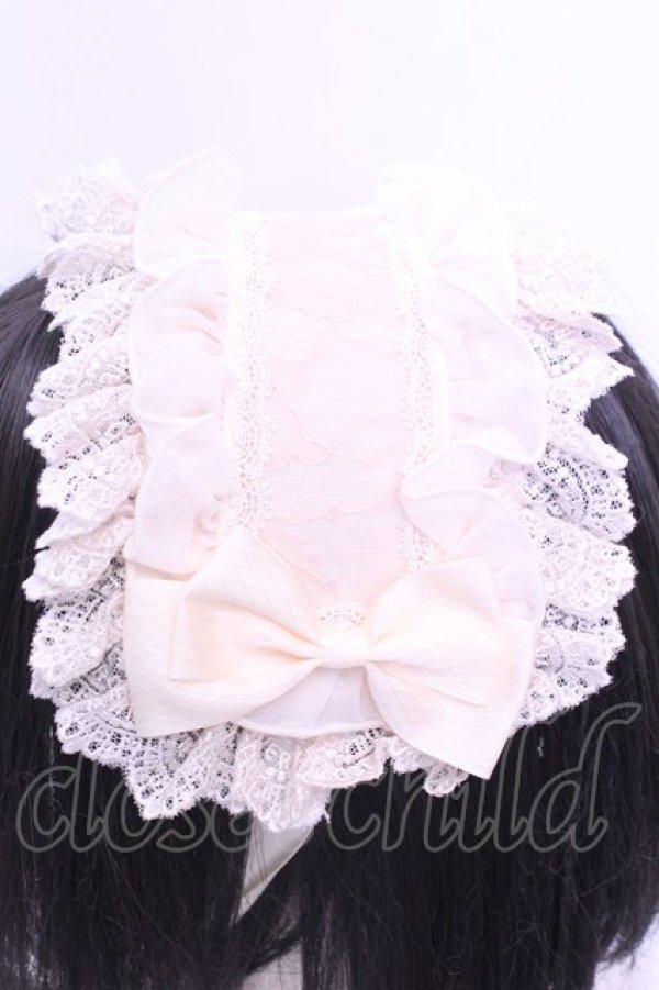 画像2: ATELIER PIERROT / レースフリルヘッドドレス  アイボリー O-25-12-18-1041-EL-AC-YM-OS (2)