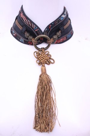 画像: Ozz oneste / タッセル付きチョーカー  ブラック O-25-12-18-1043-OO-AC-OW-OS