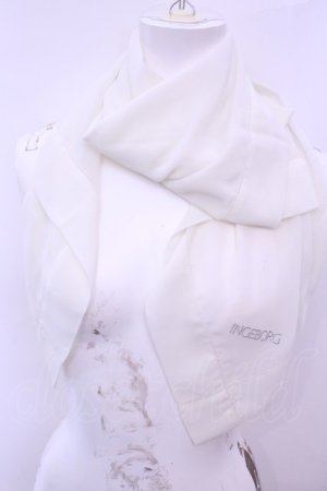 画像: INGEBORG / ロゴ刺繍スクエアストール  シロ O-25-12-18-1044-LO-ZA-IG-OS