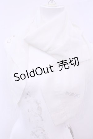画像: INGEBORG / ロゴ刺繍スクエアストール  シロ O-25-12-18-1044-LO-ZA-IG-ZT485-F004