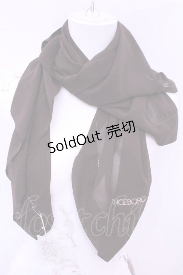 画像1: INGEBORG / ロゴ刺繍スクエアストール  ブラウン O-25-12-18-1045-LO-ZA-IG-ZT485-F004 (1)