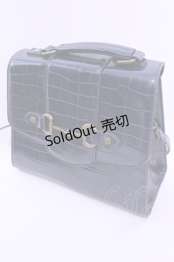 画像1: axes femme / クロコビットバッグ 18×27×9cm ネイビー O-25-12-18-1048-AX-BG-IG-OS (1)