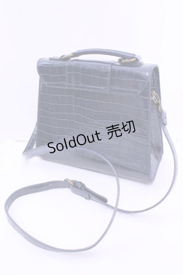 画像2: axes femme / クロコビットバッグ 18×27×9cm ネイビー O-25-12-18-1048-AX-BG-IG-OS (2)