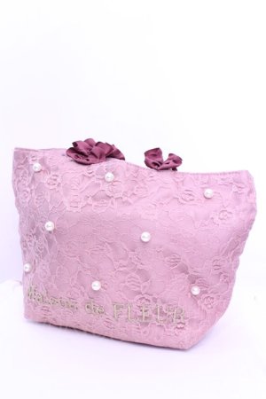 画像: Maison de FLEUR / ピンクピンクピンクレースパールフリルSバッグ  濃ピンク O-25-12-18-1050-LO-BG-OW-OS