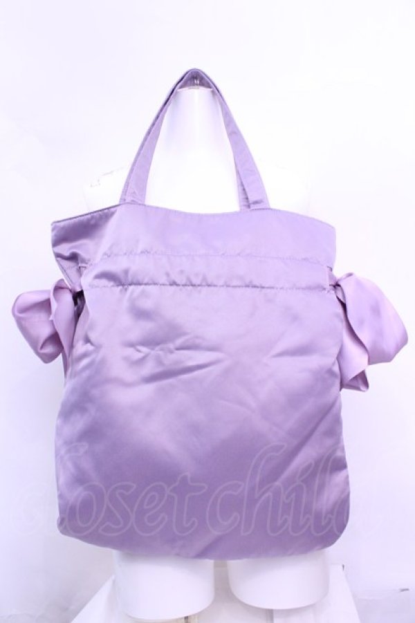画像2: Maison de FLEUR / ダブルリボンギャザートートバッグ  ライトラベンダー O-25-12-18-1054-LO-BG-IG-OS (2)