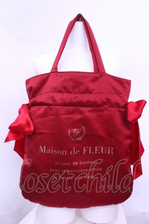 画像: Maison de FLEUR / ロゴダブルリボントートバッグ  アカ O-25-12-18-1055-LO-BG-IG-OS