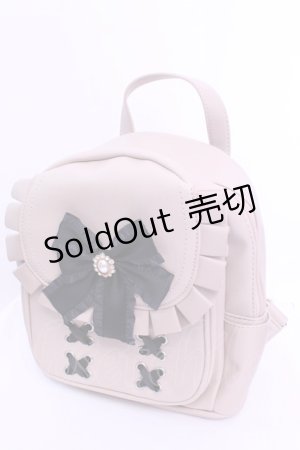 画像: Ank Rouge / リボンフリルミニリュック  ベージュ×クロ O-25-12-18-1058-CA-BG-IG-ZT1220A