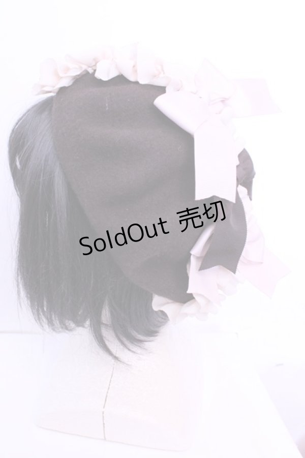 画像1: MERCI MEL / ショコラリボンベレー帽  ブラウン O-25-12-18-1068-LO-AC-IG-OS (1)