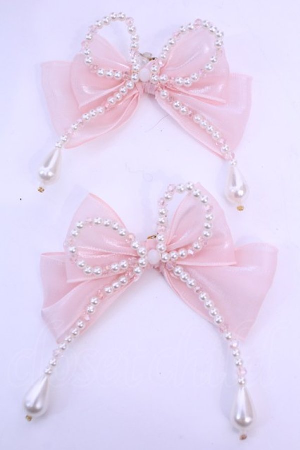 画像1: sugar me / リボンパールピアス  ピンク O-25-12-18-1077-LO-AC-IG-OS (1)