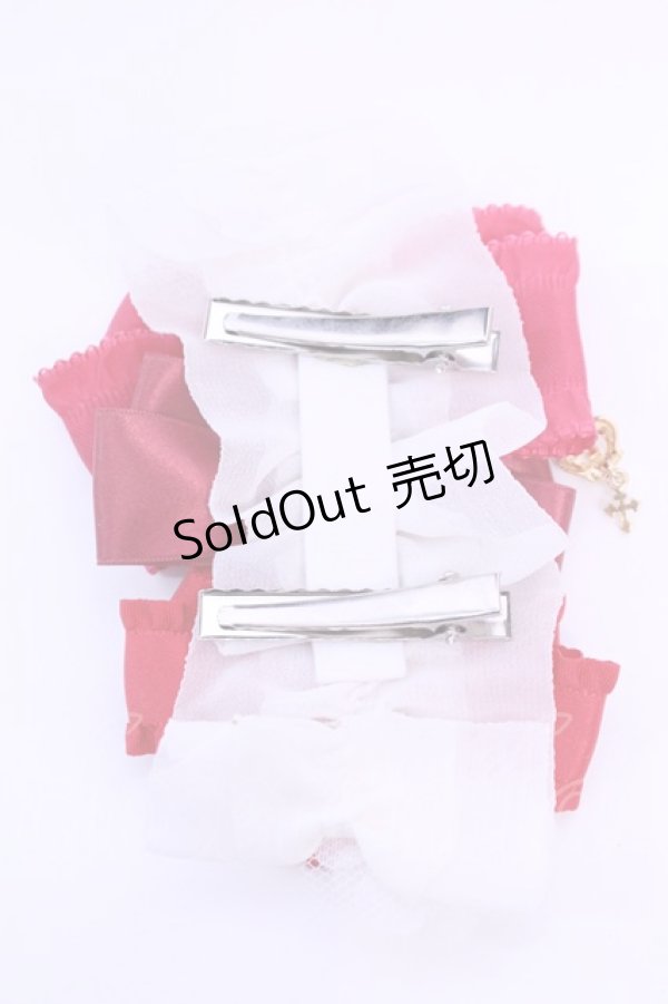 画像2: MERCI MEL / いちごリボンクリップ  アカ×シロ O-25-12-18-1078-LO-AC-IG-OS (2)