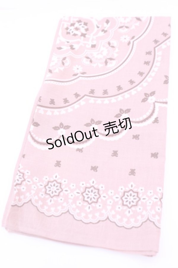 画像3: PINK HOUSE / ハンカチーフ  2000年 くま　バンダナピンク O-25-12-18-1012-LO-ZA-IG-OS (3)