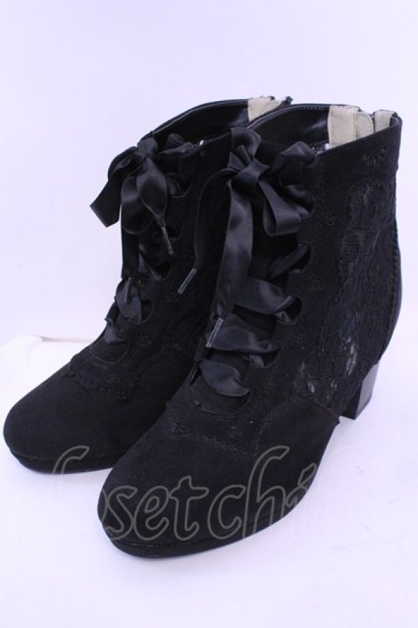 画像1: axes femme / レース切り替えブーツ L クロ O-25-12-18-1087-AX-SH-OW-OS (1)