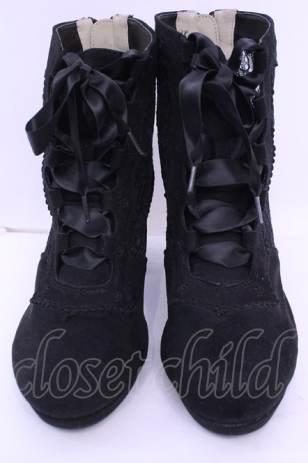 画像2: axes femme / レース切り替えブーツ L クロ O-25-12-18-1087-AX-SH-OW-OS (2)