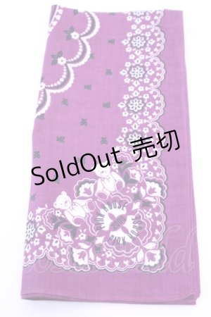 画像: PINK HOUSE / ハンカチーフ  2000年 くま　バンダナパープル O-25-12-18-1014-LO-ZA-IG-OS