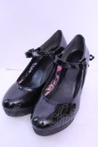 画像1: YOSUKE / レースアップデザインヒールパンプス LL ブラック O-25-12-18-1089-PU-SH-OW-OS (1)