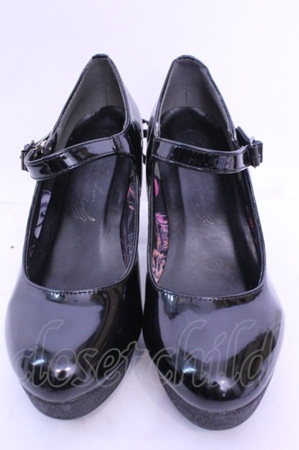 画像2: YOSUKE / レースアップデザインヒールパンプス LL ブラック O-25-12-18-1089-PU-SH-OW-OS (2)