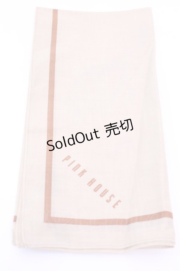 画像1: PINK HOUSE / ハンカチーフ  ロゴライン キャメル O-25-12-18-1015-LO-ZA-IG-OS (1)