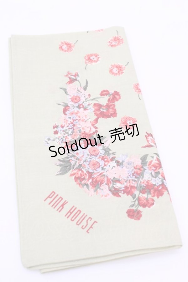 画像1: PINK HOUSE / ハンカチーフ  フラワー柄グリーン O-25-12-18-1018-LO-ZA-IG-OS (1)