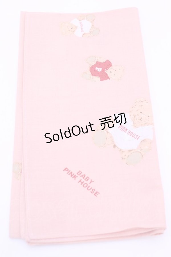 画像1: PINK HOUSE / ハンカチーフ  くま柄ピンク O-25-12-18-1020-LO-ZA-IG-OS (1)