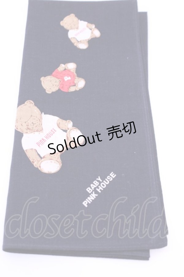 画像1: PINK HOUSE / ハンカチーフ  くま柄クロ O-25-12-18-1021-LO-ZA-IG-OS (1)