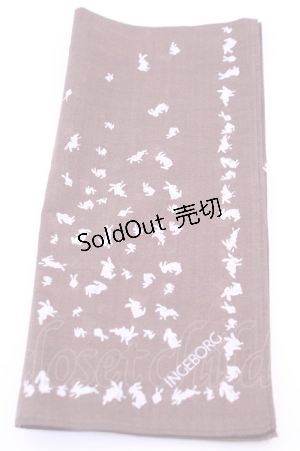 画像1: INGEBORG / ハンカチーフ  うさぎブラウン O-25-12-18-1023-LO-ZA-IG-OS (1)