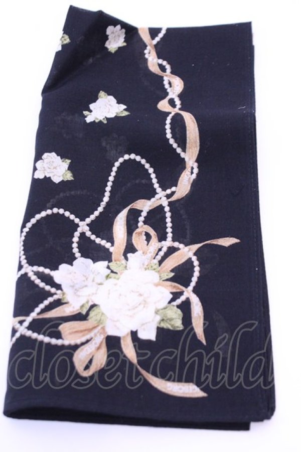 画像1: INGEBORG / ハンカチーフ  カメリアパールクロ O-25-12-18-1026-LO-ZA-IG-OS (1)