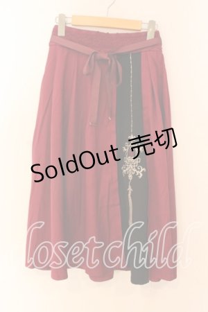 画像: axes femme / チャイナ風刺繍スカート F ワイン O-25-12-18-079-AX-SK-OW-OS