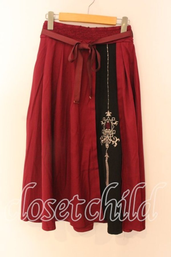 画像1: axes femme / チャイナ風刺繍スカート F ワイン O-25-12-18-079-AX-SK-OW-OS (1)