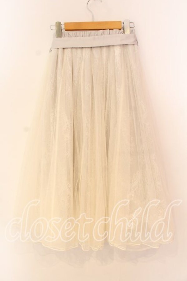 画像2: axes femme POETIQUE / レース×チュールロングスカート M ベージュ O-25-12-18-080-AX-SK-OW-OS (2)